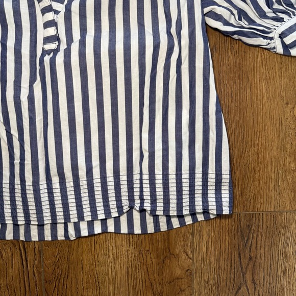 Anthropologie Darcey Popover Swing Top Casual Blue White Stripe Cotton Sz Small - Picture 4 of 10
